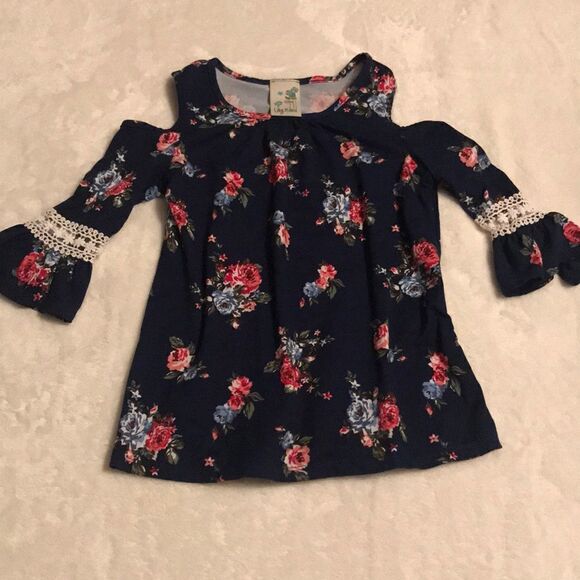 Lily Bleu Floral Cold Shoulder Blouse - Size 6 - Picture 1 of 6
